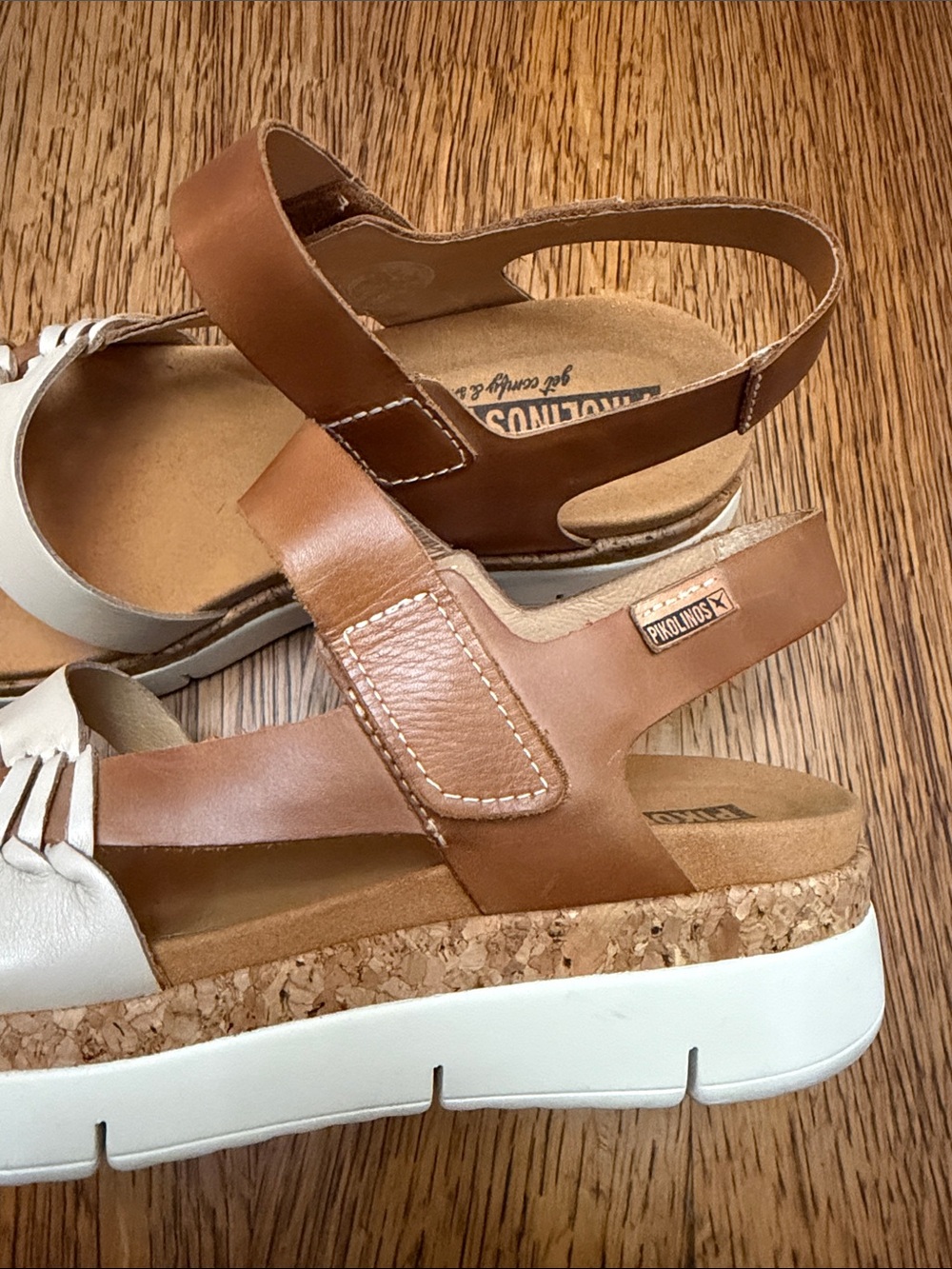 PIKOLINOS Brown and White Leather Slingback Sandals - Picture 5 of 5